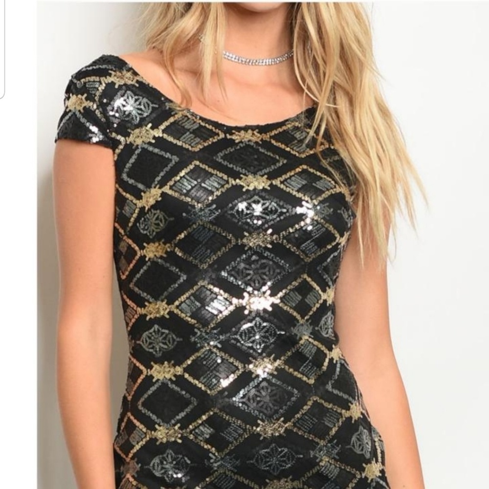 women's black sequins dress